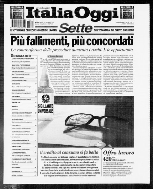 Italia oggi : quotidiano di economia finanza e politica